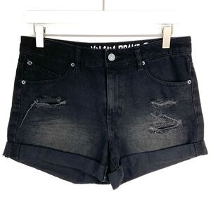 Volcom Black True To This Stoned Distressed Midi Denim Jean Shorts 3 26
